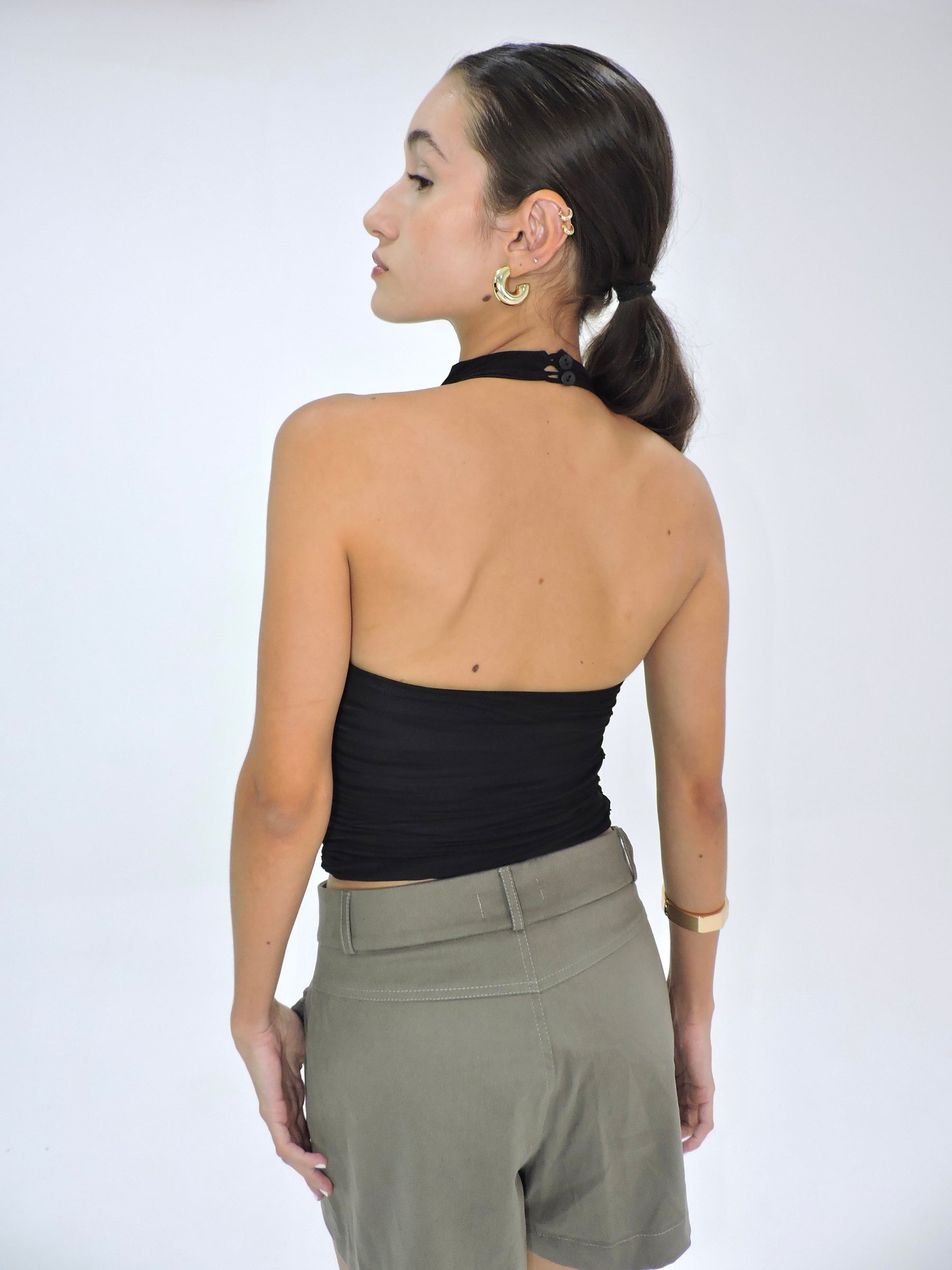 blusa tule frente única bass preto