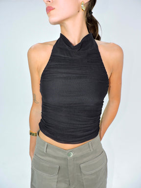 blusa tule frente única bass preto
