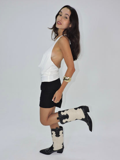 blusa amarração pescoço echo off white