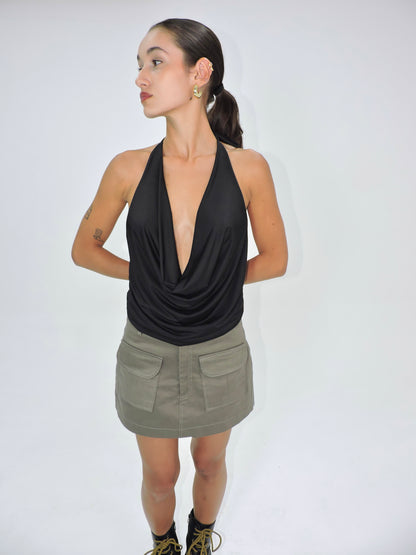 blusa amarração pescoço echo preto