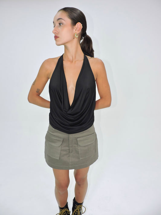 blusa amarração pescoço echo preto