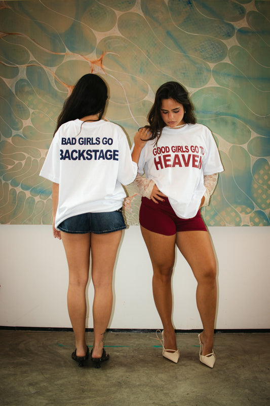 t-shirt boxy ‘heaven can wait’ branca